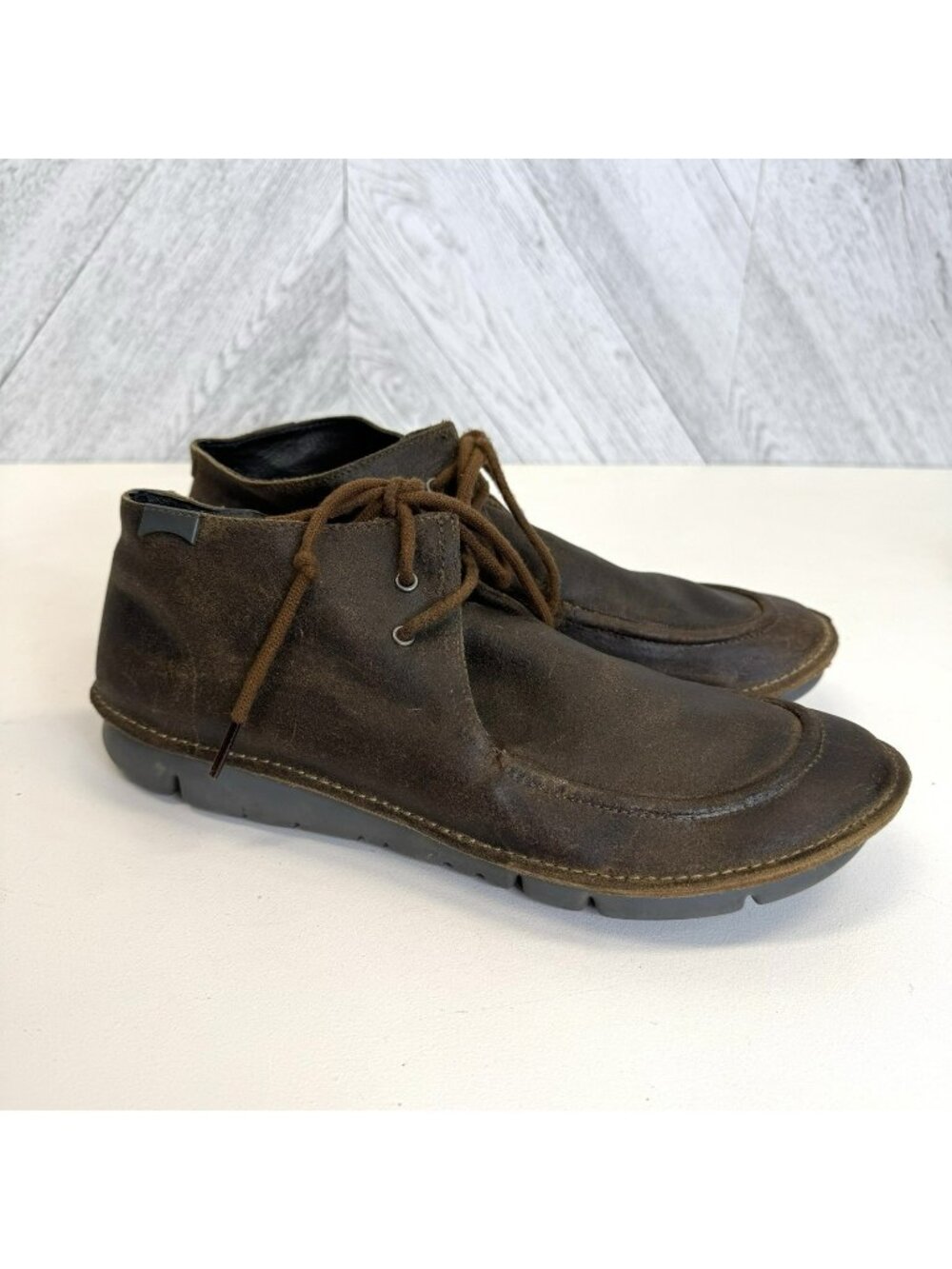 Camper Shoes Mens Size US 9 EU 42 Chukka Moc Toe Brown Leather Shoes Alicante